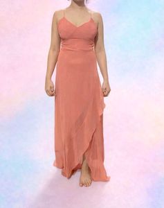 Chic Peach Ruffle Maxi Dress