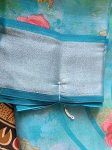 Blue Floral Print Saree