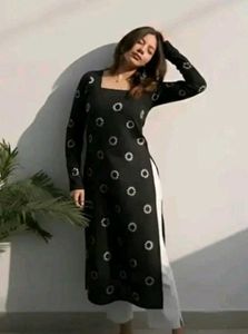 Stylish Black Kurta with White Print