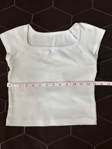 Women's White Square Neck Top