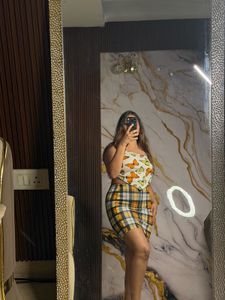 combo Cute Butterfly Print top with skirt