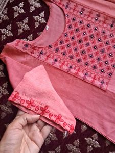Pink Embroidered Kurta