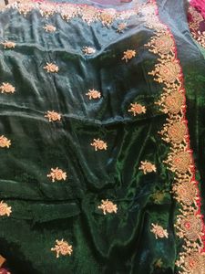 Elegant Embroidered Green Fabric