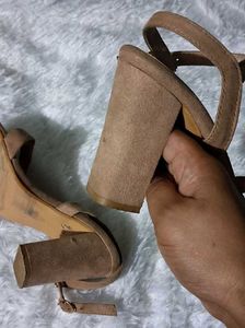 Tan Suede Strappy Heeled Sandals