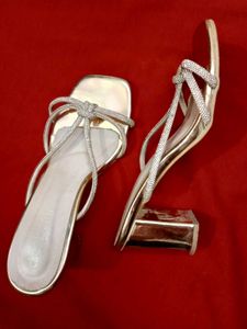 DressBerry Partywear Golden Block Heels 2.5 Inch