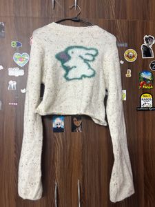 Cute Bunny Graphic Cropped Sweater