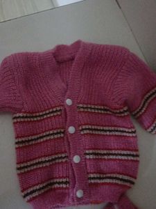 Pink Knit Baby Outfit