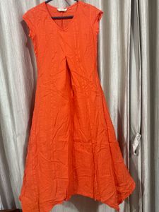 Vibrant Orange Textured Dress