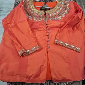 Orange Embroidered choli blouse