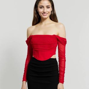 Chic Off-Shoulder Mesh corset Top