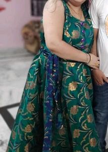 embellished dark green gown