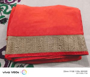 Elegant peach colour Saree with Golden Border