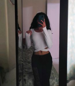 White Cropped Full-Sleeve Top