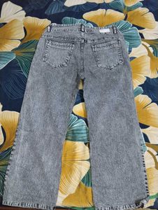 Washed Grey Wide Leg Jeans