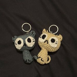 Cute Crochet Cat Keychains (Set of 2)