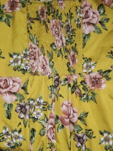 Yellow Floral Print Dress