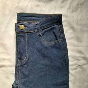 Blue Mid Waist Slim Jeans