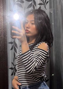 Chic Striped Cold Shoulder Top