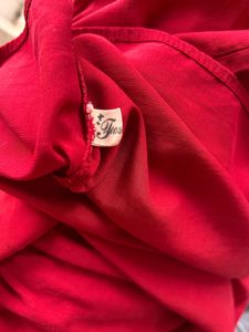 Imported red Ruffle Neck Top
