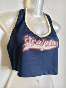 🔥MEGA SALE🔥Navy Blue Halter Neck Crop Top
