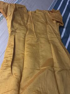 Elegant Mustard Kurta with embroided silk dupatta