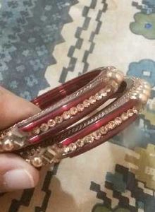 Sparkling Red &amp; Gold Bangles