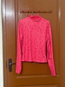 Pink button down top