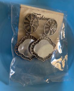 Oxidised Silver Mirror Statement Stud Earrings