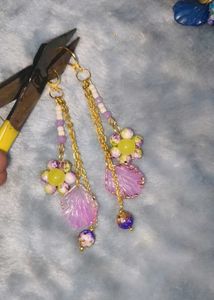 handcrafted Boho Flower &amp; Shell Dangle Earrings