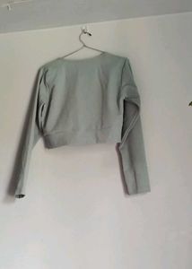 Mint Green Cropped Long Sleeve Top