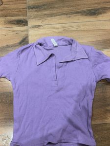 Lavender Ribbed Polo Top