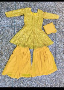 Elegant Yellow sharara Set with Dupatta