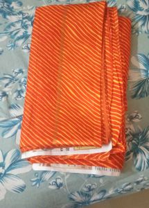 Orange Striped Leheria Georgette Saree