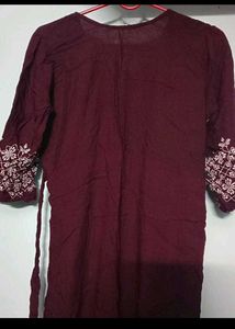 Maroon Embroidered Maxi Dress