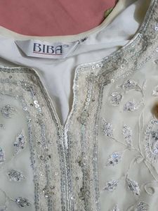 Y2k white sequined kurta Biba