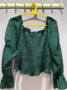 Floral Green Long Sleeve Top