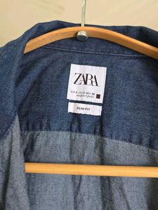 ZARA Men Denim Effect Slim Fit Shirt