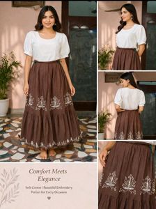 Embroidered Tiered Maxi Skirt