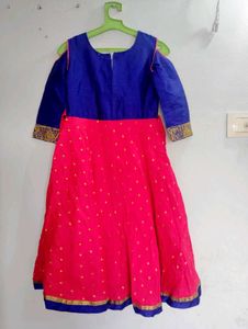 Girls' Blue &amp; Pink Embellished Dress