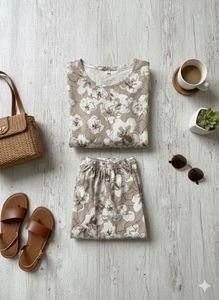 Floral Print Casual Cordset , smooth cotton materi