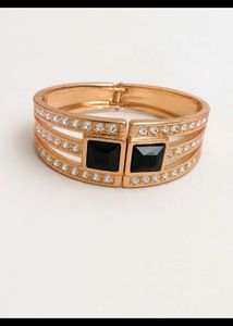 Elegant Bangle with Black & Crystal Accents