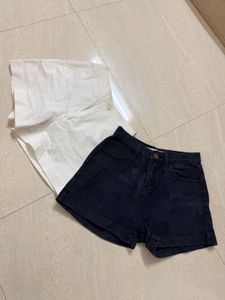 Cute Denim & White Shorts Set