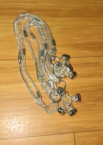 Silver Anklets with Bells