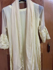 Yellow Embroidered Paisley Kurti Set