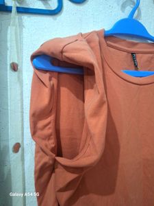 Orange Padded Shoulder T-Shirt