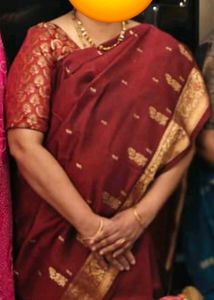 Maroon kanchi pattu Saree with Meenakari/self jari