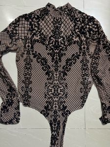 Elegant Damask Print Bodysuit