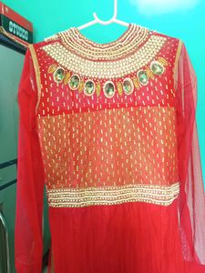 Freedelivery🥳Red Embordered Net Gown