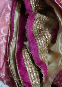 Pink &amp; Gold Embroidered Fabric