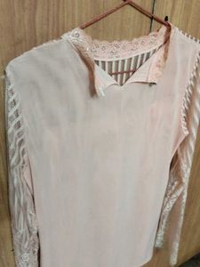 Peach Colour Top Net &amp; Lycra Material Mix